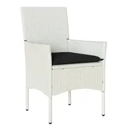 vidaXL Gartenstühle mit Kissen 2 Stk. Weiß Poly Rattan