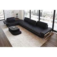 Sofa Dreams Ecksofa Leder Designer Eckcouch Rotello L Form Luxus Ledersofa, Couch wahlweise mit Multifunktionskonsole schwarz|weiß
