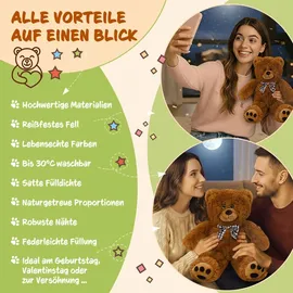 monzana monzana® Teddybär L - XXXL 50-175cm Weiches Fell Schleife Tatzendruck Geschenk Plüschtier Kuscheltier Stofftier Riesen Teddy Bär