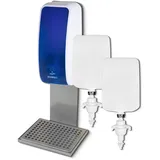 Blanc HYGIENIC Desinfektionsspender Cosmos – Spender mit Sensor für Wandmontage, Auffangschale und 2 x 1 Liter Desinfektionsmittel für ca. 2000 Anwendungen, Blau und Weiß