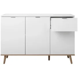 Quartier Kommode 120 x 85 x 40 cm Weiß / Sonoma Eiche