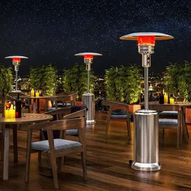 GGM Moebel International ABBEY | Gasheizstrahler | 2,2m | Edelstahl | 12kW | Heizpilz, Terrassenheizstrahler, Terrassenheizer, Heizstrahler Gas - Silber