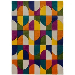 Bunter & langlebiger Teppich mit Retro-geometrischem Muster - `Quaggy` Serie. 200x290 cm | Kadima Design