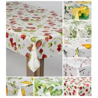 Laro Wachstuch-Tischdecke Wachstischdecke Gartentischdecke, Muster:Erdbeeren Rot Weiß, Größe:140x400