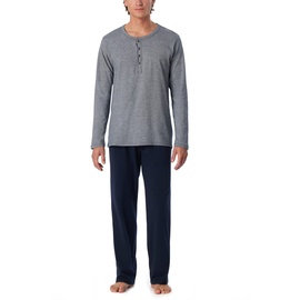 SCHIESSER Herren Schlafanzug lang Pyjamaset, Blau 800, 64