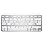 Logitech MX Keys Mini kabellose Bluetooth-Tastatur, für Windows, macOS, iPadOS, Android oder Chrome OS, PC, Mac, Laptop, Smartphone, Tablet, Skandinavisch QWERTY-Layout - Pale Gray [Bulk]