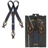 Sir Redman Hosenträger "Candiani" Denim Holländer Y-Form, Hosenclips, Knopflaschen, 35mm Trägerbreite, 130cm blau