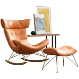 JVmoebel Schaukelstuhl Sessel Metall Design Polster Lounge Club Stuhl Sitz Luxus Zimmer Neu, Made in Europa orange