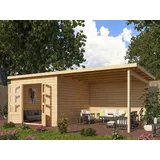 Gartenhaus Pultdach 4m Anbau Holz Garten Holzhaus Gerätehaus Blockbohlenbau