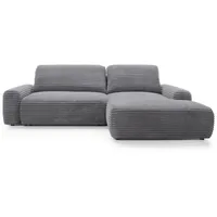 GOLDSTOFF MOUNIR Ecksofa mit Schlaffunktion & Bettkasten 270x170 cm | Stilvoll und komfortabel Cord Schlafsofa L-Form | schlafcouch (Dunkelgrau) - Dunkelgrau
