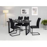 Hela Essgruppe »GISELLE Esszimmer, Essgruppe, Sitzgruppe TOPSELLER!«, (Set, 5 tlg., 5er Set, Tisch plus 4 Stühle), Esstisch U-Gestell Metall, Tischplatte mit Baumkante, OTTOs Choice