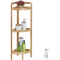 Relaxdays Eckregal Bambus, 3 halbrunde Ablagen, HBT: 90 x