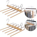 Hosenbügel Platzsparend Mehrfach, 5 In 1 Hosenbügel,Hosen Kleiderbügel aus Edelstahl Ausziehbar, Faltbare Multi Bügel, Magic Hanger Organizer, Schrank kleiderbügelhalte Holz