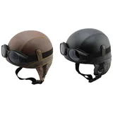 Motorrad Schutzhaube Kappe, Chopper, Moped, Mofa Helm, Leder Optik, Retro Classic Motorradhelm Gr.M Schwarz