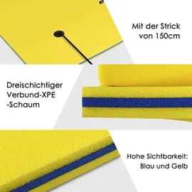 Costway 270x180cm Wasserhängematte Wasserliege 300kg Tragkraft, Schwimmmatte Schwimmender Teppich, Schwimminsel Gelb