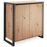 Newroom Kommode Wildeiche 80 cm, Wildeiche Sideboard Vintage Industrial Highboard Anrichte Wohnzimmer braun