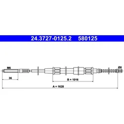 Seilzug Feststellbremse ATE 24.3727-0125.2 für VW Passat B3/B4