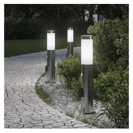 vidaXL Solarleuchte Edelstahl 50 cm 3er Set spritzwassergeschützt IP44 grau/silber