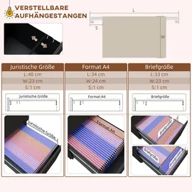 Vinsetto Rollcontainer Aktenschrank mit 3 Schubladen, Büroschrank mit Schloss, Druckschrank, Unterschrank mit Hängeregistratur, Bürocontainer im A4-Format, Stahl, 37 x 43,5 x 60 cm, Schwarz