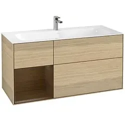 Villeroy und Boch Finion Waschtischunterschrank G060GNPC 119,6x59,1cm, Emotion, Regal links Walnut veneer, Oak Veneer