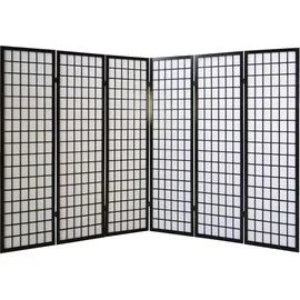 Homestyle4u Paravent Raumteiler 6 teilig Holz Schwarz 264x175 cm