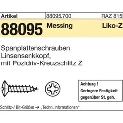 Spanplattenschrauben ART 88095 3,5 x 20 -Z Messing, Linsensenkkopf Ms S