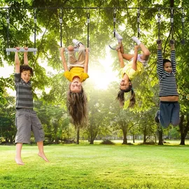 Mamabrum Ninja Hindernislauf Kinder Slackline Set 7 Hindernisse, 15m Max 113kg