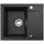 Manestein Spülbecken, Küchenspüle Granit, Einbauspüle, Abtropffläche, Einzelbecken mit Siphon, Graphit - Schwarz Gesprenkelt