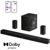 ULTIMEA Skywave X50 Professionelle Soundbar mit Dolby Atmos, 5.1.4 Surround Sound System mit 8" Subwoofer & 2 kabellosen Rear-Lautsprechern - Schwarz