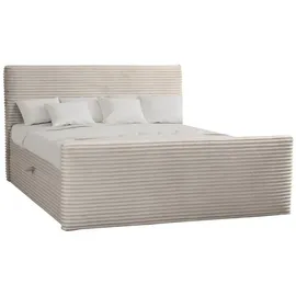 kaiser möbel Boxspringbett mit bettkasten und topper 160x200 cm, Ecru