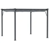 Outsunny Pergola Pavillon Terrassenüberdachung mit Schiebedach, Garten, Aluminium, Kohlegrau+Dunkelgrau,