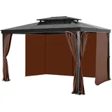 Vevor Seitenwand-Pavillon 3,44 x 3,44 x 2,13 m 4 Stück Braun