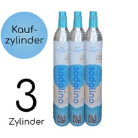 sodalino CO2-Zylinder 425g CO2-Zylinder, Zubehör für Wassersprudler sodastream aarke grohe, 3 St., Lebensmittelkohlensäure E290