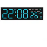 Digitale LED-Wanduhr mit großem Bildschirm Anzeige von Uhrzeit, Datum, Temperatur und Tag, Alarm mit einstellbarer Helligkeit (F)