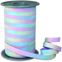 Präsent RAINBOW Ringelband pastell, 200 m Geschenkband zum Verpacken und Dekorieren, 10 mm Breite, Dekoband in Regenbogenfarben, leicht kräuselbar