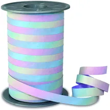Präsent RAINBOW Ringelband pastell, 200 m Geschenkband zum Verpacken und Dekorieren, 10 mm Breite, Dekoband in Regenbogenfarben, leicht kräuselbar