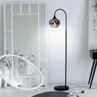 GLOBO Stehleuchte Rauchglas Wohnzimmerleuchte stehend Rauch schwarz, Metall, E27