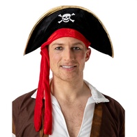 Kapitän Hook Herren Pirat Hut Erwachsene Kostüm Zubehör Totenkopf & Kreuz