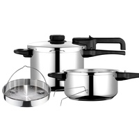 Fagor Dual Xpress Schnellkochtopf 6 + 4 L, Induktion, Dampfkochtopf Superschnell, Edelstahl 18/10, Alle Herdarten, Thermo-Diffusor-Boden, Druckregler, 5 Sicherheitssysteme, Inklusive Dampfkorb