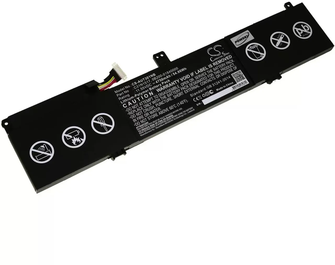 Akku für Laptop Asus VivoBook Flip (TP301UA) / Typ C31N1517 - 11,55V - 4750 mAh