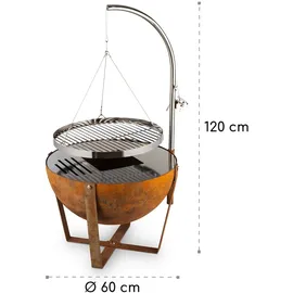 Blumfeldt Fire Globe Feuerschale mit Grill, 60cm, Stahl Rost