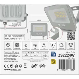 EMOS LED Aluminium-Strahler 20 W 20 cm 1 Stück weiß