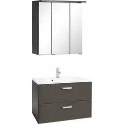 Badmöbel-Set WELLTIME "Ravenna", grau (grafit), Kastenmöbel-Sets, mit Soft-Close Funktion