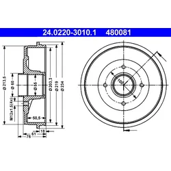 ATE 24.0220-3010.1 Bremstrommel