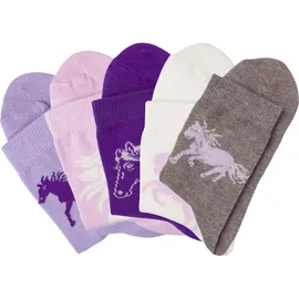 H.I.S. Socken H.I.S, Mädchen, Gr. 27-30, bunt (bunt, gemustert), Baumwollmischung, uni und gemustert, elastisch, Socken Socken, mit Pferdemotiven