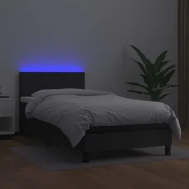 vidaXL Boxspringbett mit Matratze & LED Schwarz 100x200 cm Kunstleder