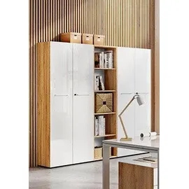 Germania Büromöbel-Set GERMANIA "GW-Monteria", weiß (eiche, weiß), Holzwerkstoff, Arbeitsmöbel-Sets, Büromöbel-Set