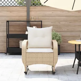 vidaXL Garten-Schaukelstuhl mit Kissen Beige Poly Rattan