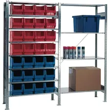 NW NORDWEST Steckregal H2000xB1000xT400mm Anbauregal 8 Stahlböden 12xMK3 blau,16xMK3 rot TW
