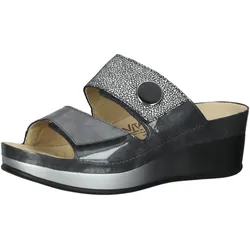Pantolette VITAL "Vital Pantoletten Leder", Damen, Gr. 40, bunt (grau, silber), Leder, casual, Schuhe